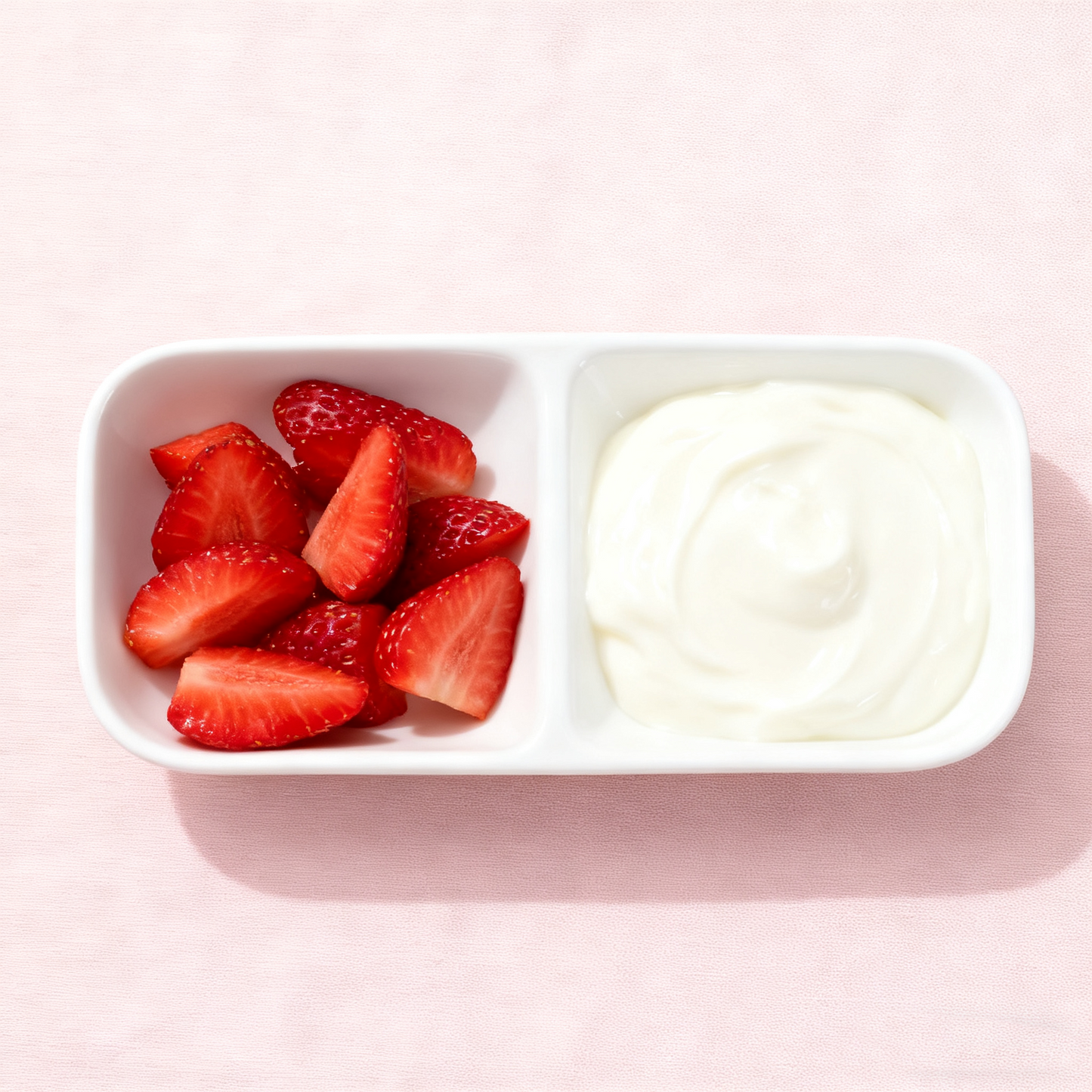 White Porcelain Two-Compartment Divided Dish