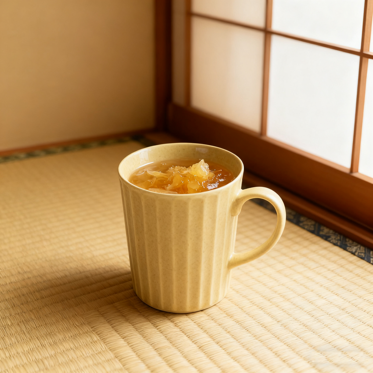 Yellow Ribbed Ceramic Mug