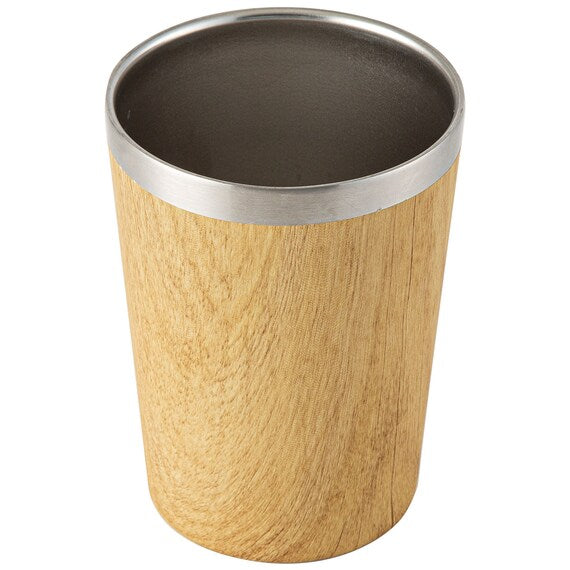 Wood Trimmed Stainless Steel Mug Cup