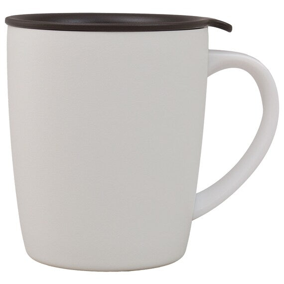 Ergonomic Handle White Stainless Steel Mug