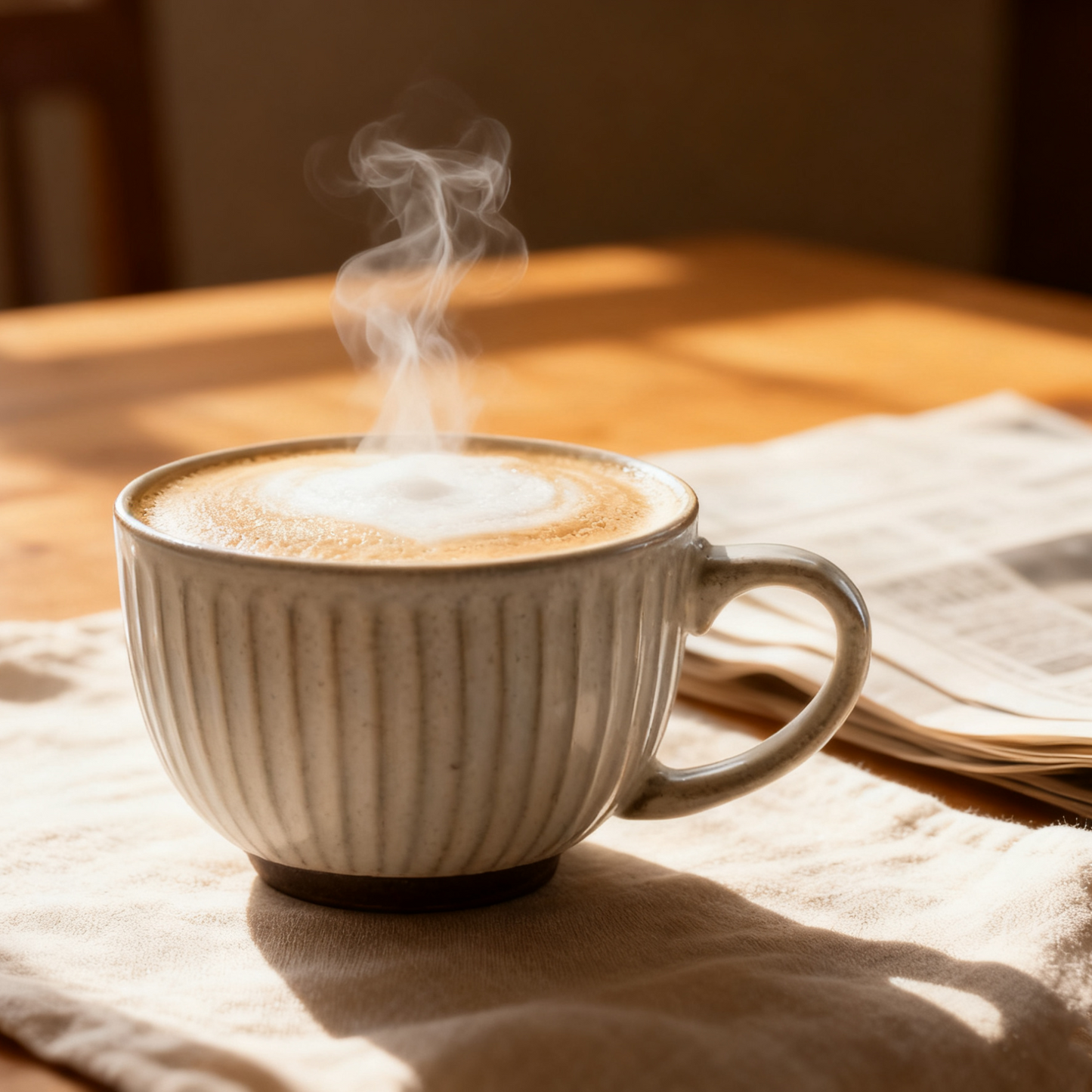 Textured Striped Ceramic Soup Mug