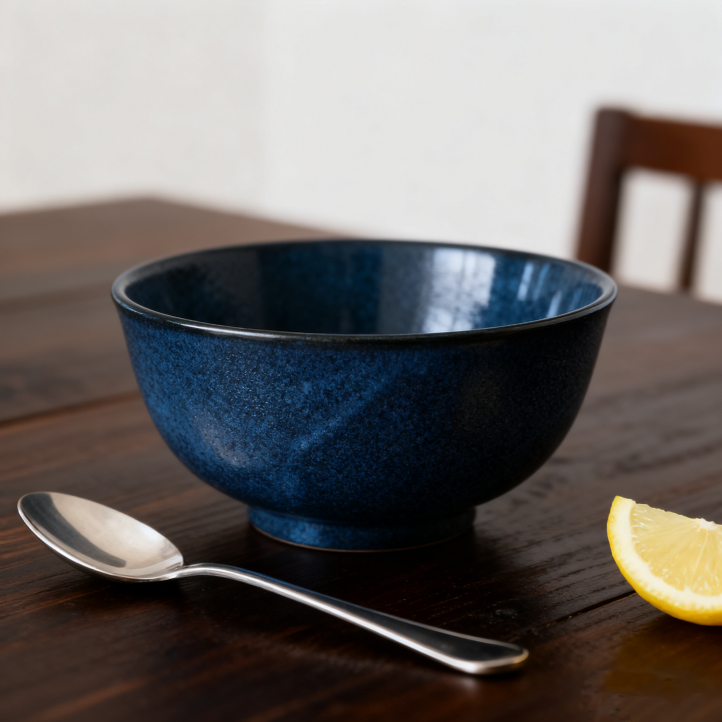 Ultra Light Weight Deep Blue Glazed Ceramic Rice Bowl
