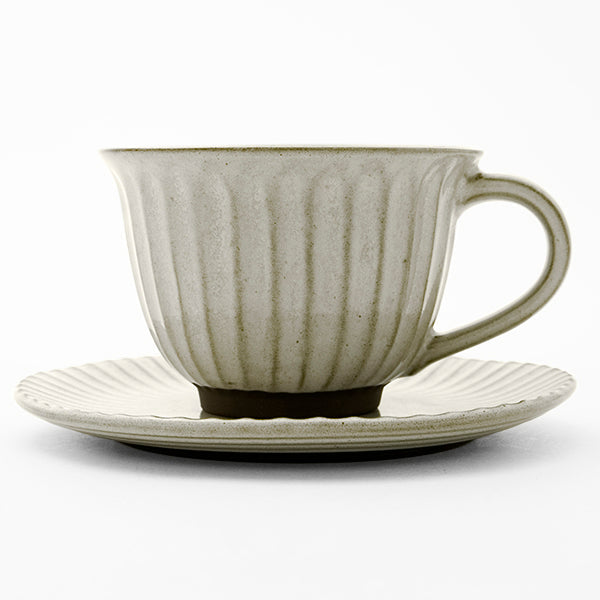 Textured Ceramic Coffee Cup with Saucer Set