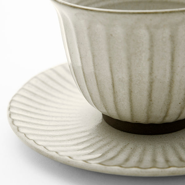 Textured Ceramic Coffee Cup with Saucer Set